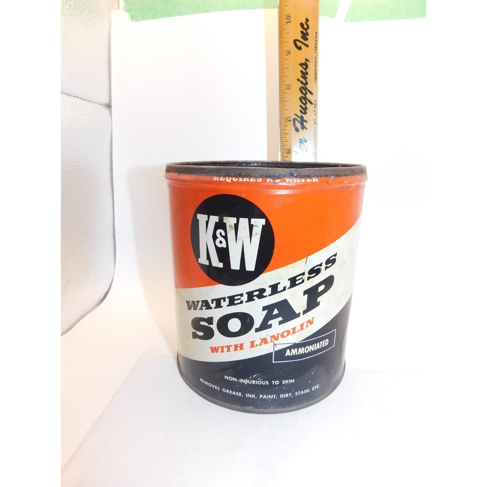 Vintage K & W Waterless Soap Can Empty Bloomington Indiana